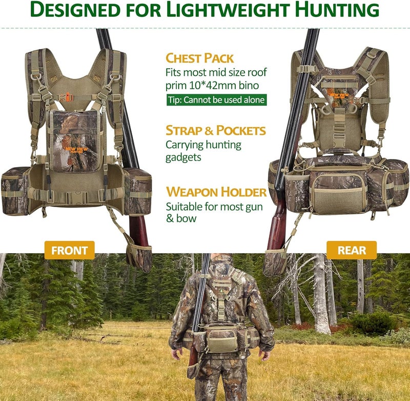 NEW VIEW Hunting Fanny Waist Pack for Men, Camo Waist Pack for Hunter, Fanny Hunting Backpack with Rifle & Bow Holder - Image 2